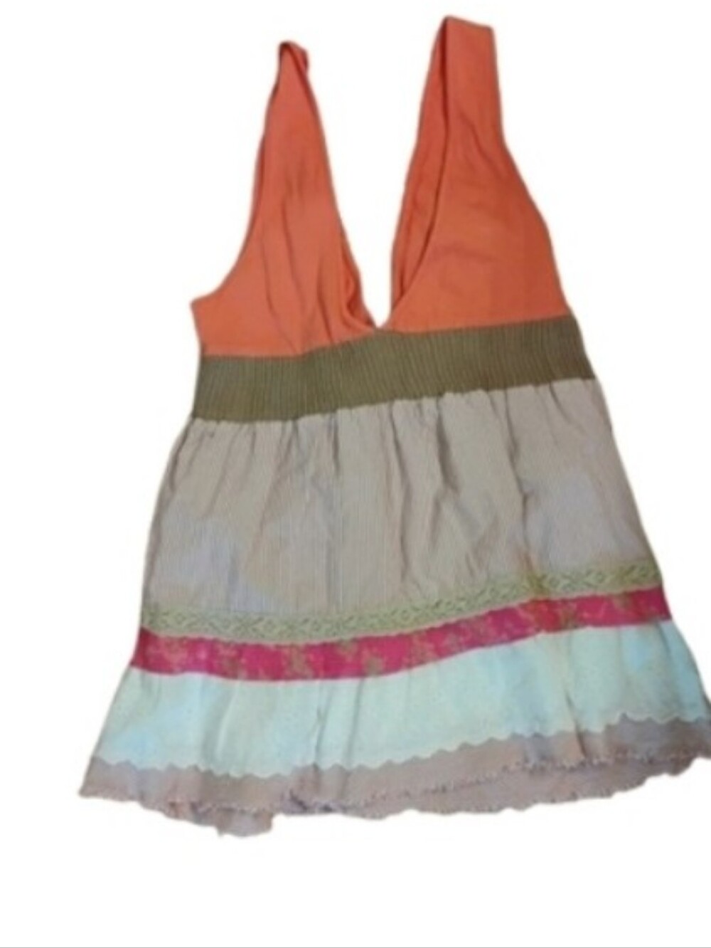 Free People Y2K Style V Neck Maximalist Sleeveless Tunic Top Sz S - Picture 2 of 5